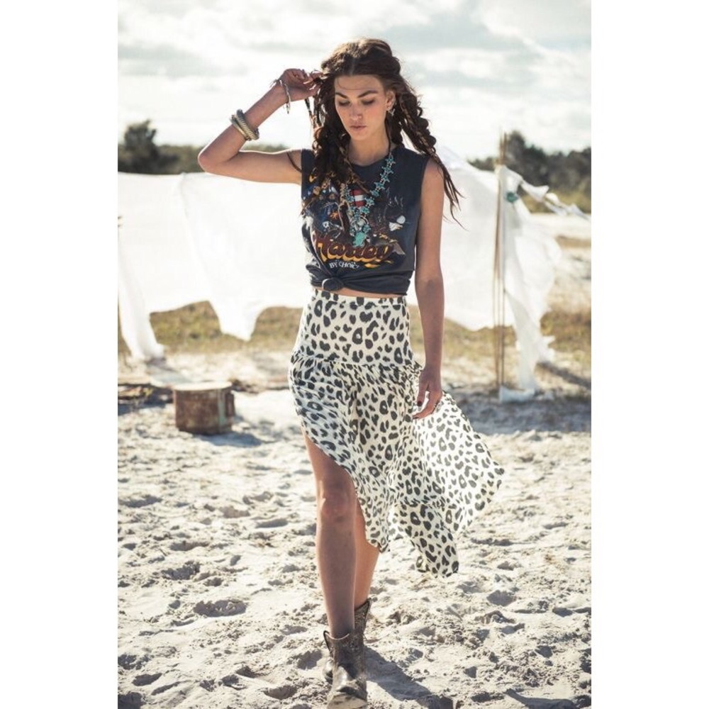 Spell Maxi Skirt in Black and White Leopard Print